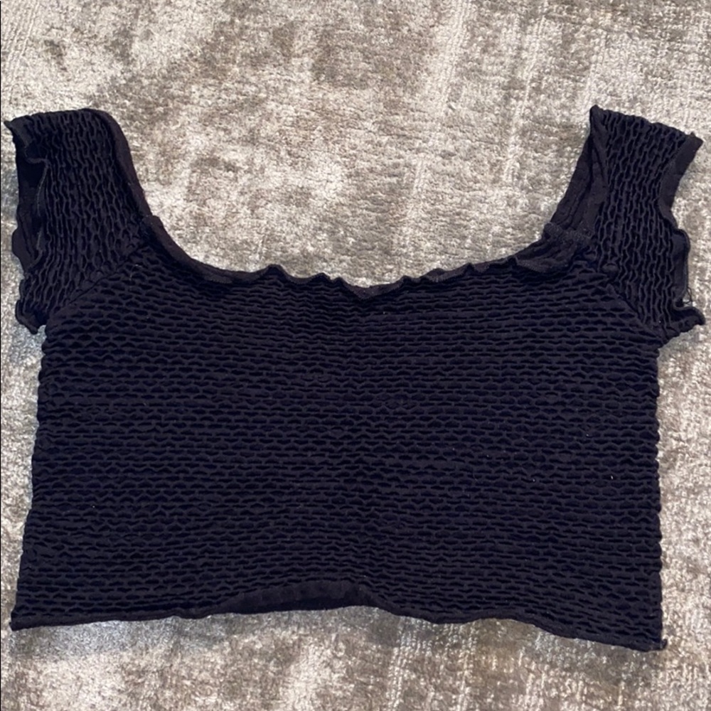 Black nylon crop top